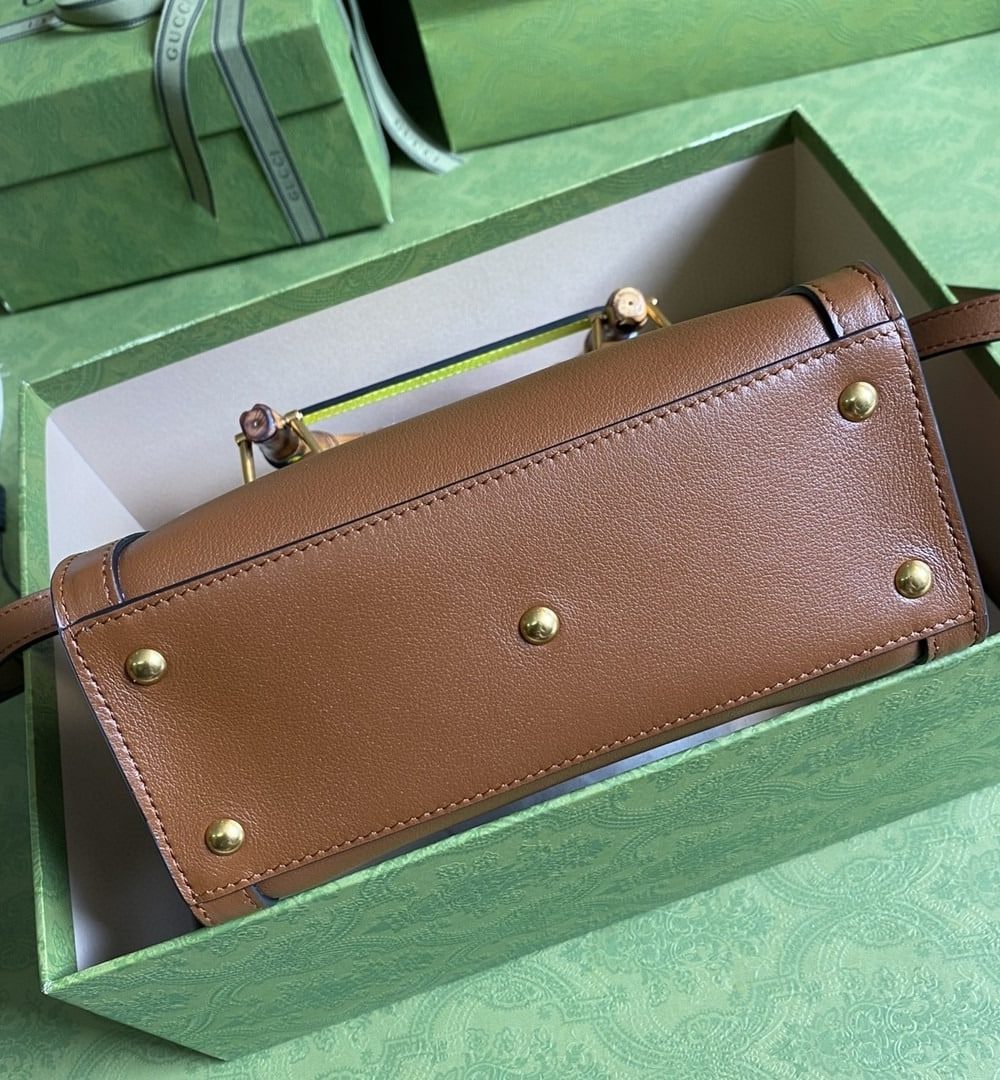 1:1 Replica Gucci Diana Mini Tote Bag Brown For Women  8in/20cm GG 702732 U3ZDT 2185