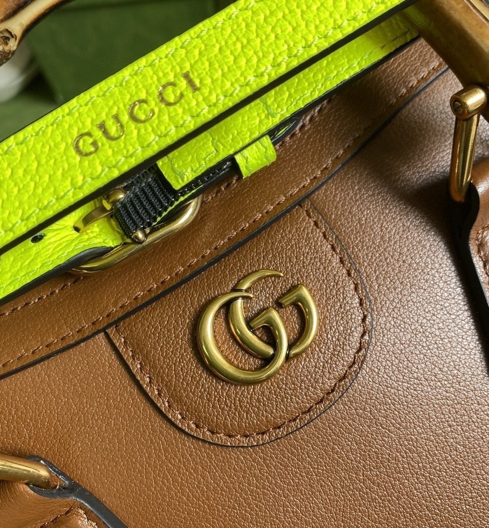 1:1 Replica Gucci Diana Mini Tote Bag Brown For Women  8in/20cm GG 702732 U3ZDT 2185