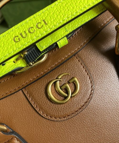 1:1 Replica Gucci Diana Mini Tote Bag Brown For Women  8in/20cm GG 702732 U3ZDT 2185
