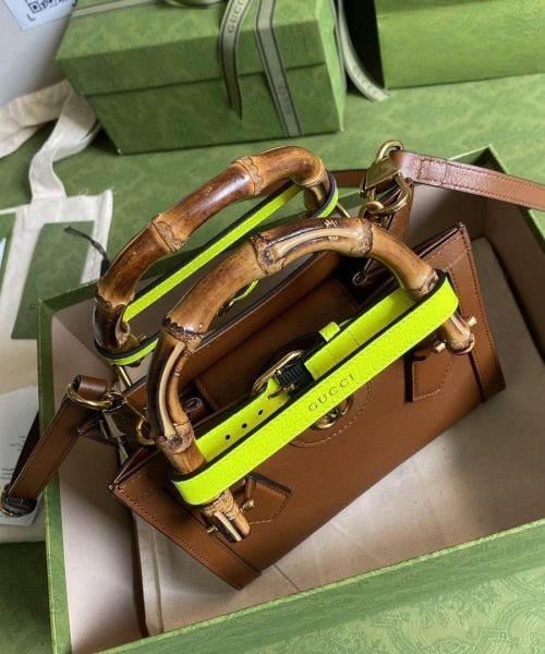 1:1 Replica Gucci Diana Mini Tote Bag Brown For Women  8in/20cm GG 702732 U3ZDT 2185