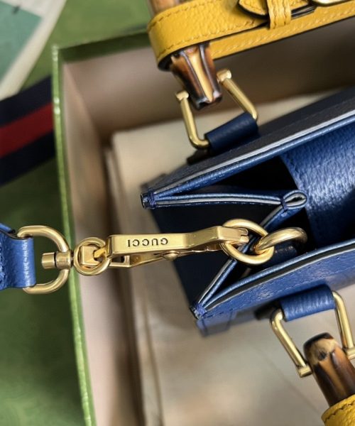 1:1 Replica Gucci Diana Mini Tote Bag Canvas Lining Blue For Women 7.9in/20cm GG 702732 U3ZDT 4862