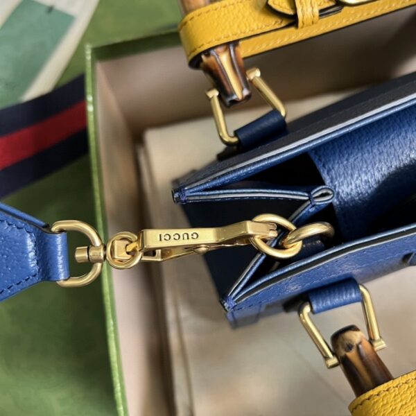 1:1 Replica Gucci Diana Mini Tote Bag Canvas Lining Blue For Women 7.9in/20cm GG 702732 U3ZDT 4862