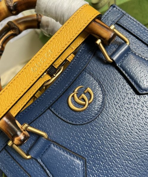 1:1 Replica Gucci Diana Mini Tote Bag Canvas Lining Blue For Women 7.9in/20cm GG 702732 U3ZDT 4862