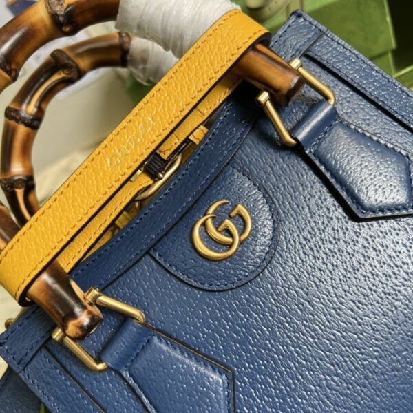 1:1 Replica Gucci Diana Mini Tote Bag Canvas Lining Blue For Women 7.9in/20cm GG 702732 U3ZDT 4862