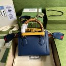 1:1 Replica Gucci Diana Mini Tote Bag Canvas Lining Blue For Women 7.9in/20cm GG 702732 U3ZDT 4862