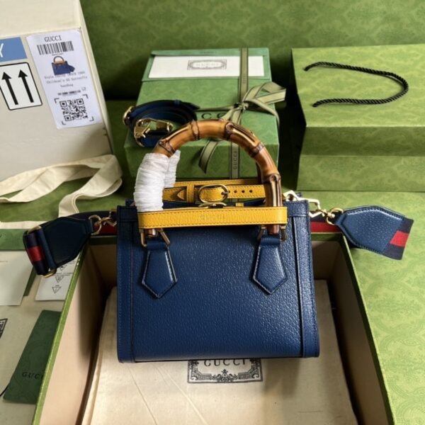 1:1 Replica Gucci Diana Mini Tote Bag Canvas Lining Blue For Women 7.9in/20cm GG 702732 U3ZDT 4862