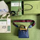 1:1 Replica Gucci Diana Mini Tote Bag Canvas Lining Blue For Women 7.9in/20cm GG 702732 U3ZDT 4862