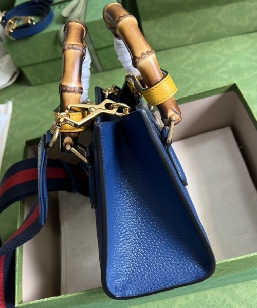 1:1 Replica Gucci Diana Mini Tote Bag Canvas Lining Blue For Women 7.9in/20cm GG 702732 U3ZDT 4862