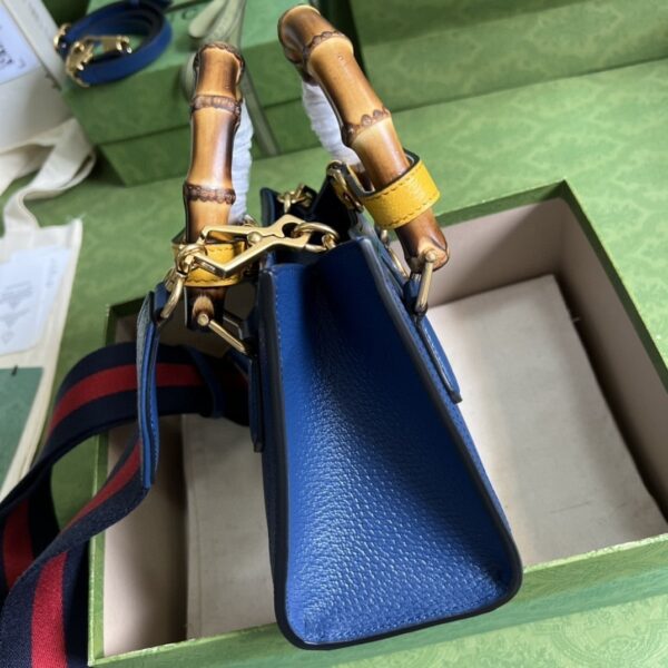 1:1 Replica Gucci Diana Mini Tote Bag Canvas Lining Blue For Women 7.9in/20cm GG 702732 U3ZDT 4862