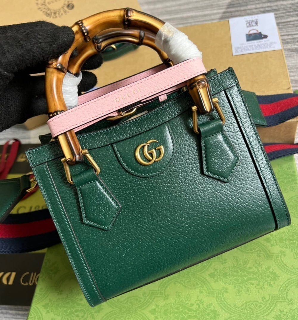 1:1 Replica Gucci Diana Mini Tote Bag Green For Women, Women's Bags 7.9in/20cm GG ‎702732 U3ZDT 3670