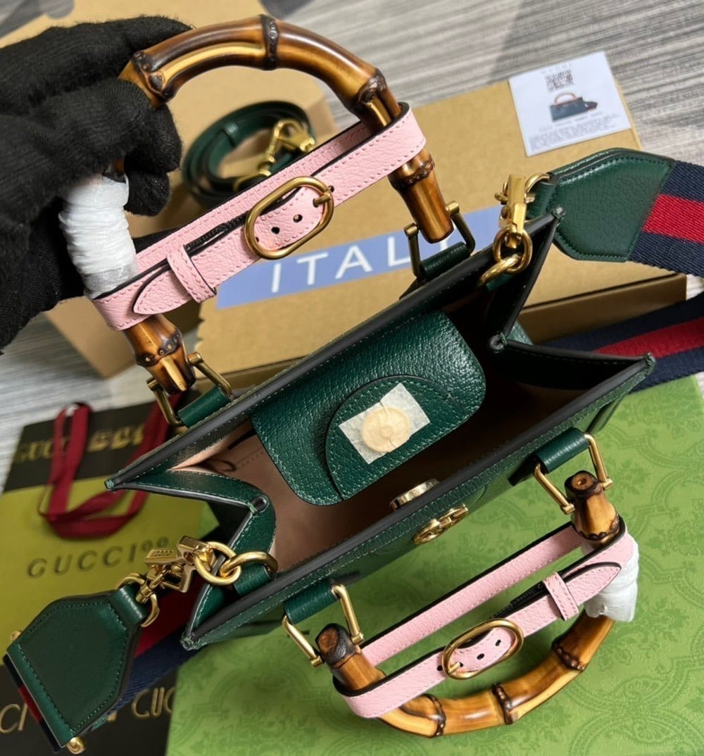 1:1 Replica Gucci Diana Mini Tote Bag Green For Women, Women's Bags 7.9in/20cm GG ‎702732 U3ZDT 3670