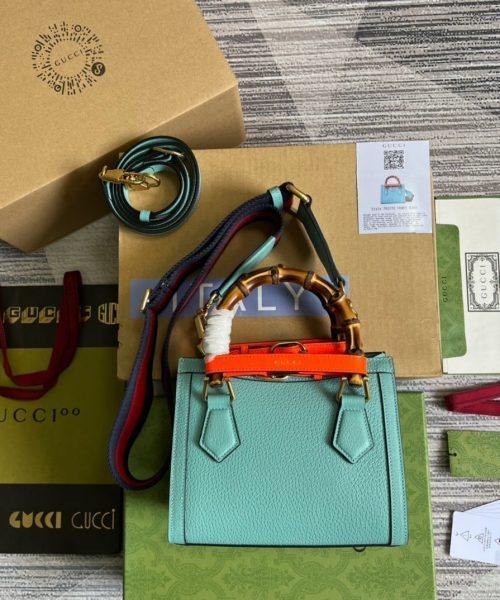 1:1 Replica Gucci Diana Mini Tote Bag Light Blue For Women, Women's Bags 7.9in/20cm GG ‎702732 U3ZDT 4377