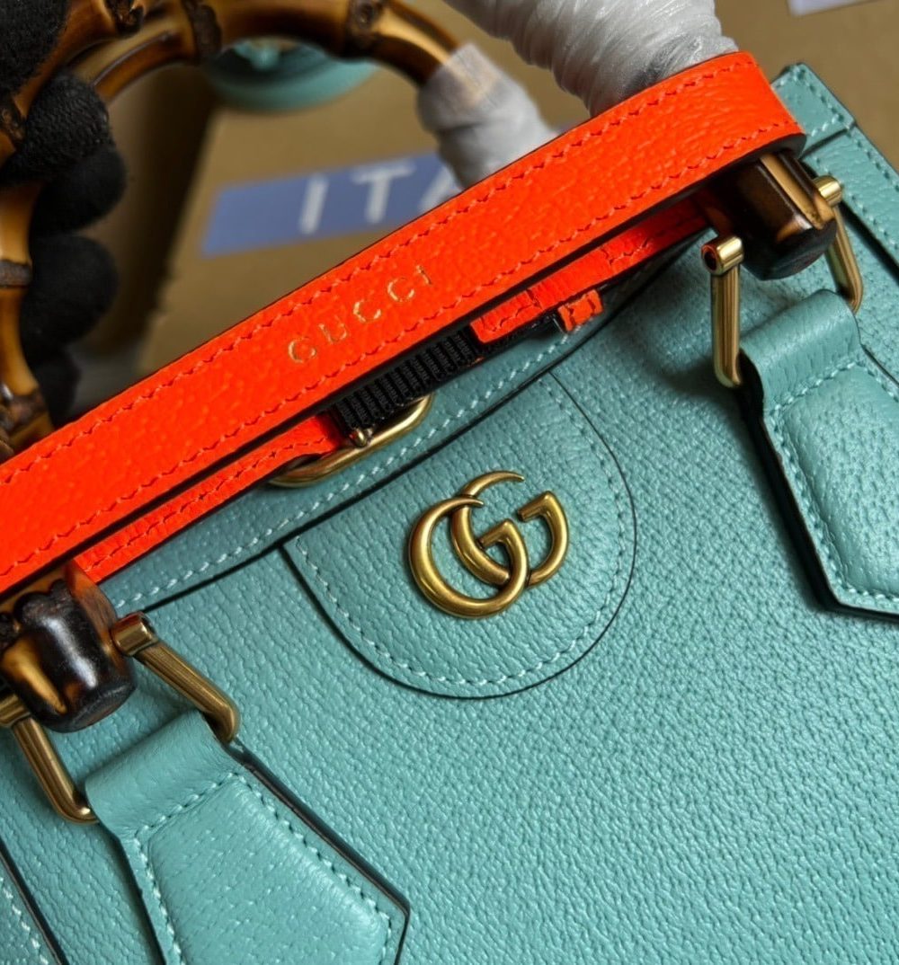 1:1 Replica Gucci Diana Mini Tote Bag Light Blue For Women, Women's Bags 7.9in/20cm GG ‎702732 U3ZDT 4377