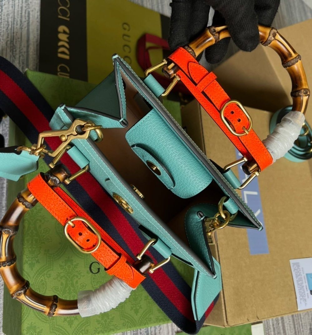 1:1 Replica Gucci Diana Mini Tote Bag Light Blue For Women, Women's Bags 7.9in/20cm GG ‎702732 U3ZDT 4377