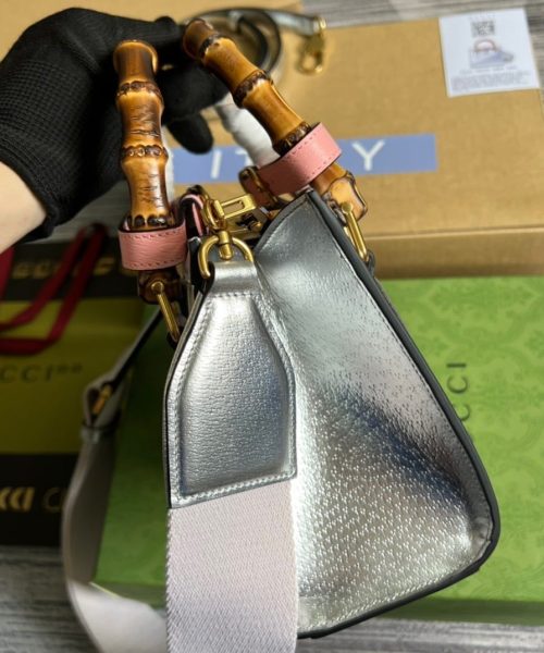 1:1 Replica Gucci Diana Mini Tote Bag Silver For Women, Women's Bags 7.9in/20cm GG ‎702732 1TRGT 8190