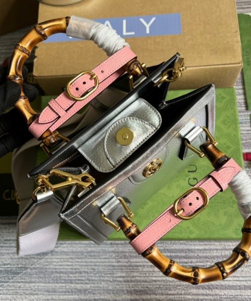 1:1 Replica Gucci Diana Mini Tote Bag Silver For Women, Women's Bags 7.9in/20cm GG ‎702732 1TRGT 8190