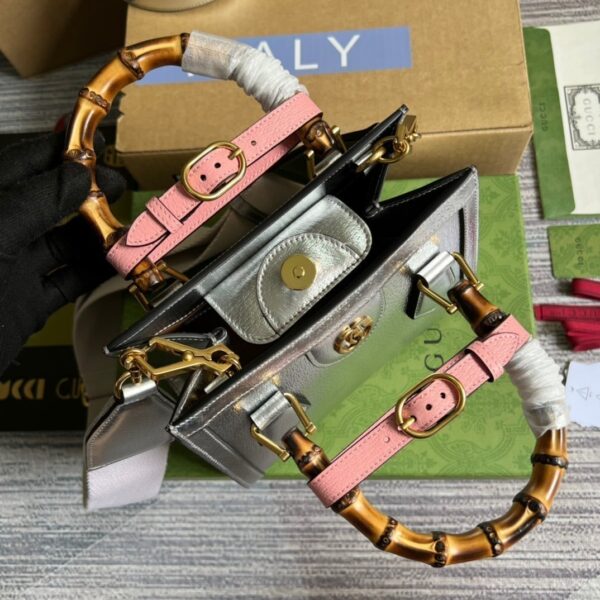 1:1 Replica Gucci Diana Mini Tote Bag Silver For Women, Women's Bags 7.9in/20cm GG ‎702732 1TRGT 8190