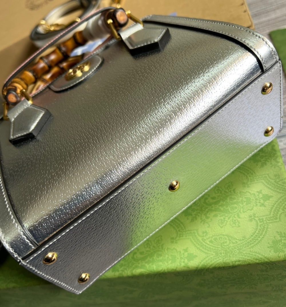 1:1 Replica Gucci Diana Mini Tote Bag Silver For Women, Women's Bags 7.9in/20cm GG ‎702732 1TRGT 8190
