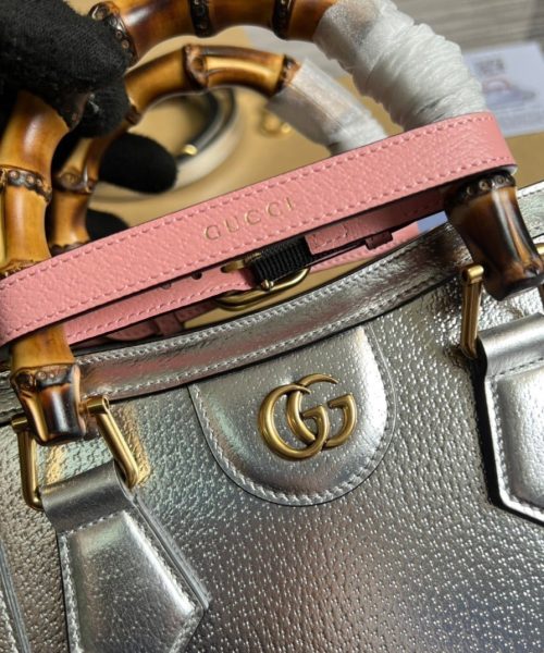 1:1 Replica Gucci Diana Mini Tote Bag Silver For Women, Women's Bags 7.9in/20cm GG ‎702732 1TRGT 8190