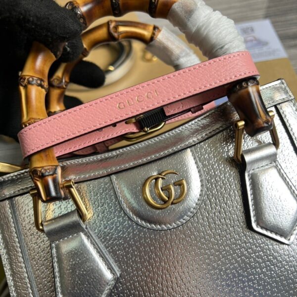 1:1 Replica Gucci Diana Mini Tote Bag Silver For Women, Women's Bags 7.9in/20cm GG ‎702732 1TRGT 8190