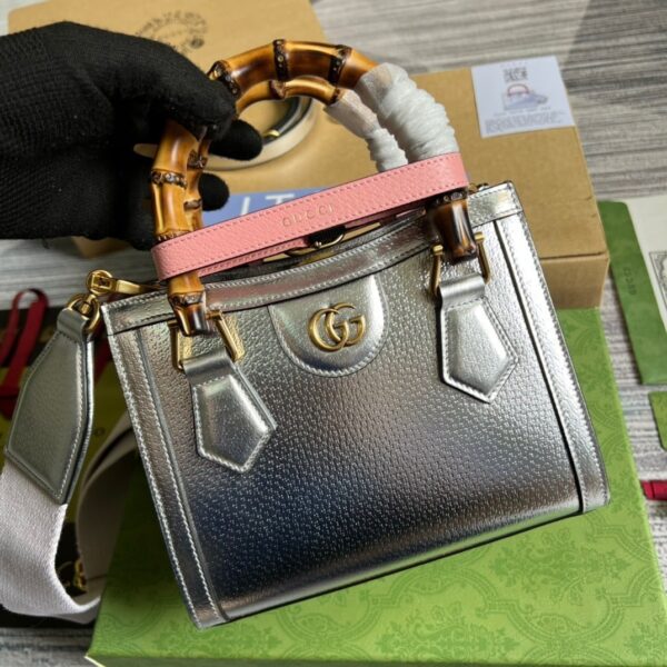 1:1 Replica Gucci Diana Mini Tote Bag Silver For Women, Women's Bags 7.9in/20cm GG ‎702732 1TRGT 8190