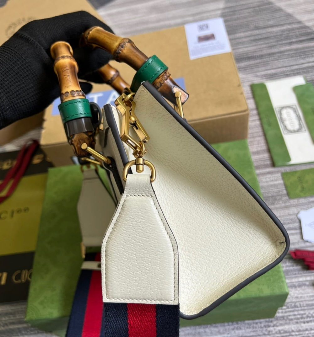 1:1 Replica Gucci Diana Mini Tote Bag White For Women, Women's Bags 7.9in/20cm GG