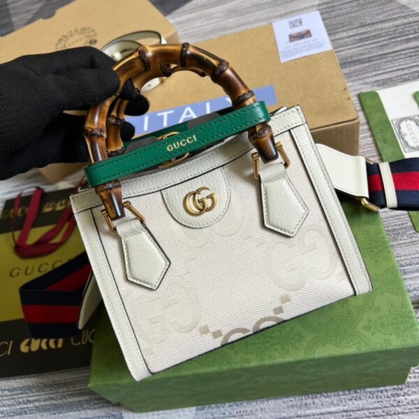 1:1 Replica Gucci Diana Mini Tote Bag White For Women, Women's Bags 7.9in/20cm GG