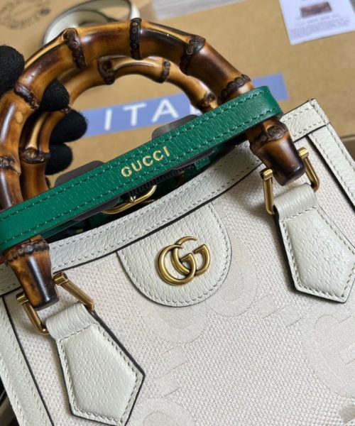 1:1 Replica Gucci Diana Mini Tote Bag White For Women, Women's Bags 7.9in/20cm GG