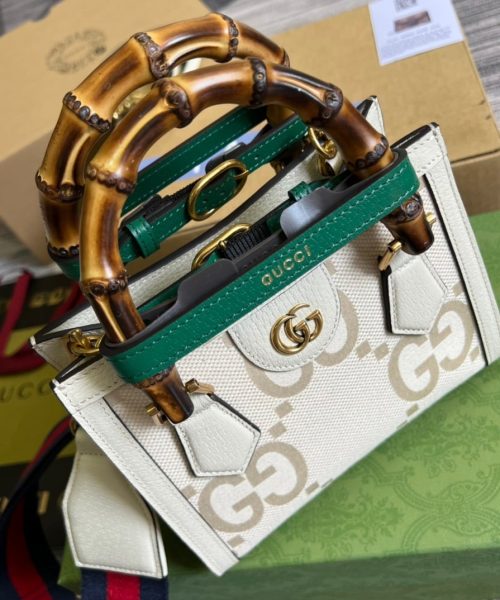 1:1 Replica Gucci Diana Mini Tote Bag White For Women, Women's Bags 7.9in/20cm GG