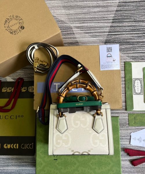 1:1 Replica Gucci Diana Mini Tote Bag White For Women, Women's Bags 7.9in/20cm GG