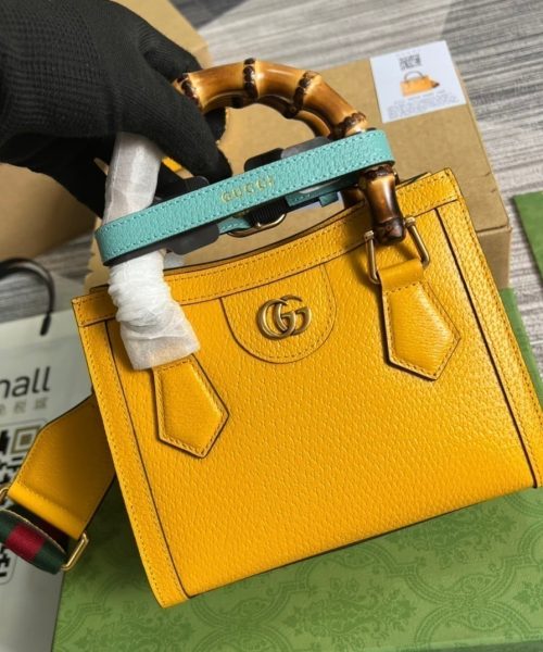 1:1 Replica Gucci Diana Mini Tote Bag Yellow For Women, Women's Bags 7.9in/20cm GG ‎702732 U3ZDT 7480