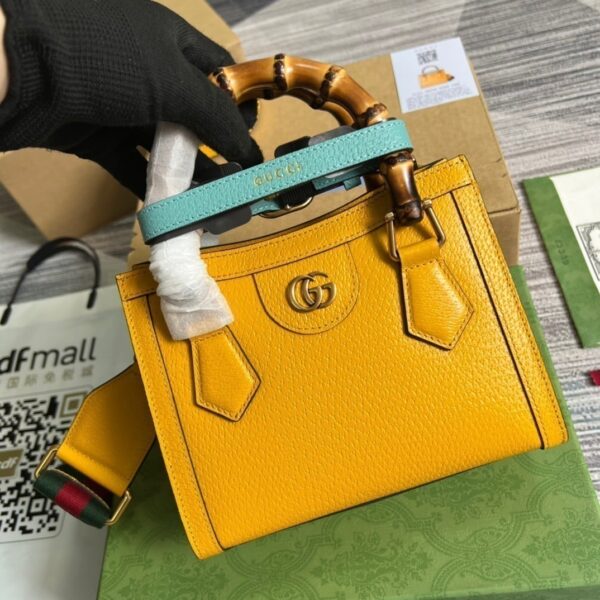 1:1 Replica Gucci Diana Mini Tote Bag Yellow For Women, Women's Bags 7.9in/20cm GG ‎702732 U3ZDT 7480