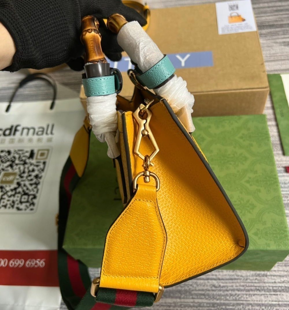 1:1 Replica Gucci Diana Mini Tote Bag Yellow For Women, Women's Bags 7.9in/20cm GG ‎702732 U3ZDT 7480