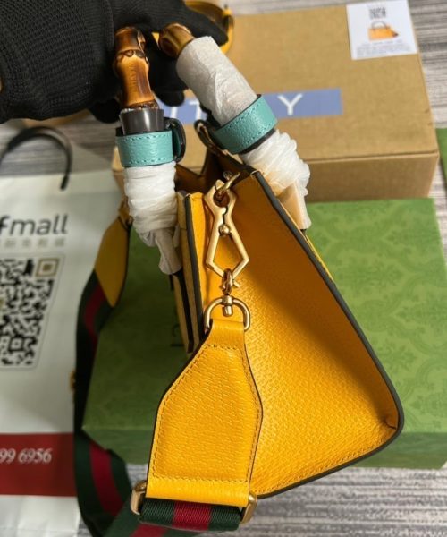 1:1 Replica Gucci Diana Mini Tote Bag Yellow For Women, Women's Bags 7.9in/20cm GG ‎702732 U3ZDT 7480