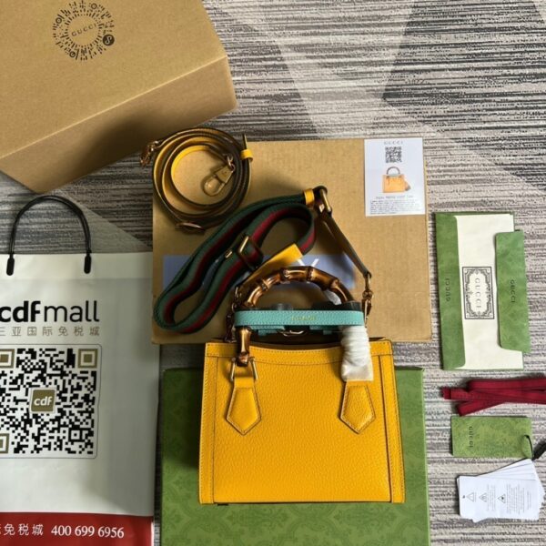 1:1 Replica Gucci Diana Mini Tote Bag Yellow For Women, Women's Bags 7.9in/20cm GG ‎702732 U3ZDT 7480