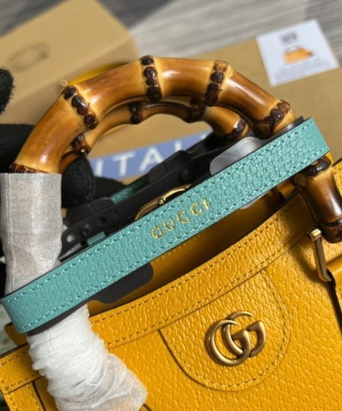 1:1 Replica Gucci Diana Mini Tote Bag Yellow For Women, Women's Bags 7.9in/20cm GG ‎702732 U3ZDT 7480