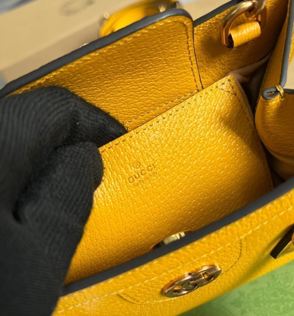 1:1 Replica Gucci Diana Mini Tote Bag Yellow For Women, Women's Bags 7.9in/20cm GG ‎702732 U3ZDT 7480