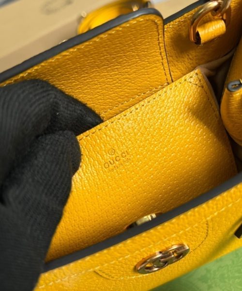 1:1 Replica Gucci Diana Mini Tote Bag Yellow For Women, Women's Bags 7.9in/20cm GG ‎702732 U3ZDT 7480