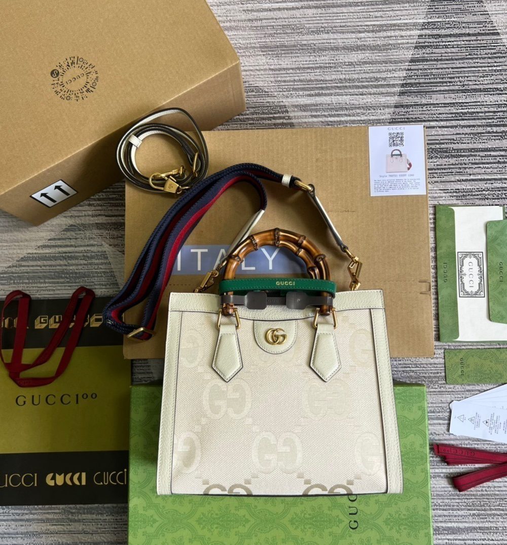 1:1 Replica Gucci Diana Small GG Tote Bag White For Women, Women's Bags 11in/27cm GG