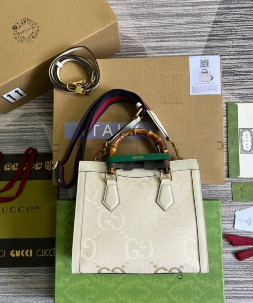 1:1 Replica Gucci Diana Small GG Tote Bag White For Women, Women's Bags 11in/27cm GG