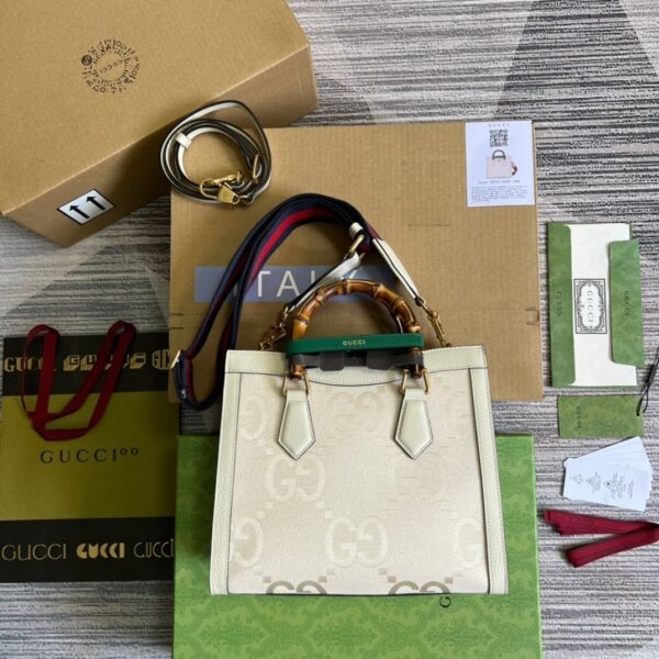 1:1 Replica Gucci Diana Small GG Tote Bag White For Women, Women's Bags 11in/27cm GG