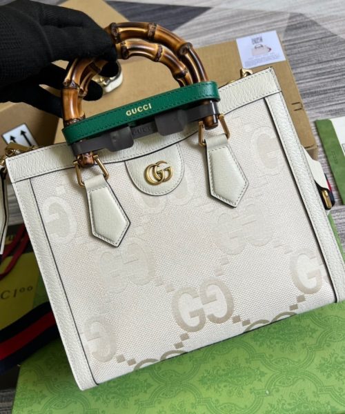1:1 Replica Gucci Diana Small GG Tote Bag White For Women, Women's Bags 11in/27cm GG