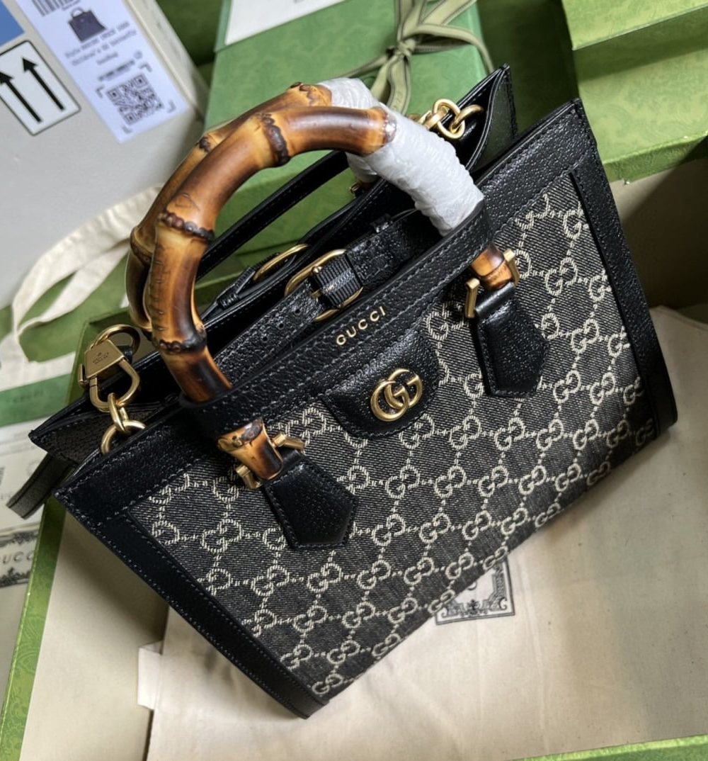 1:1 Replica Gucci Diana Small Tote Bag Black For Women 10.6in/27cm GG 660195 17QDT 3177