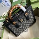 1:1 Replica Gucci Diana Small Tote Bag Black For Women 10.6in/27cm GG 660195 17QDT 3177