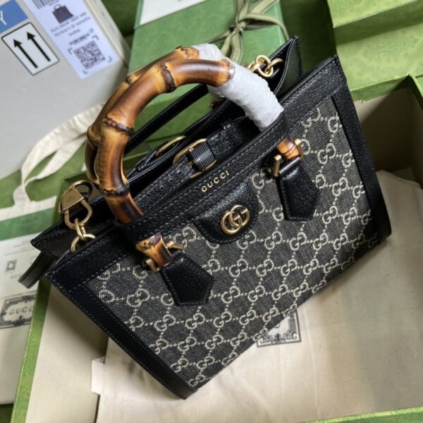 1:1 Replica Gucci Diana Small Tote Bag Black For Women 10.6in/27cm GG 660195 17QDT 3177