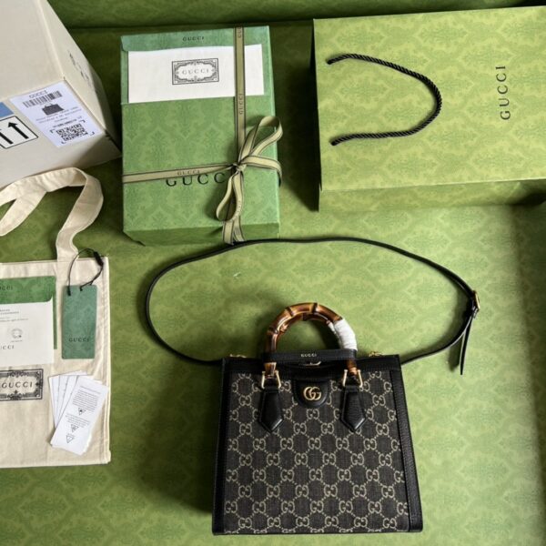 1:1 Replica Gucci Diana Small Tote Bag Black For Women 10.6in/27cm GG 660195 17QDT 3177