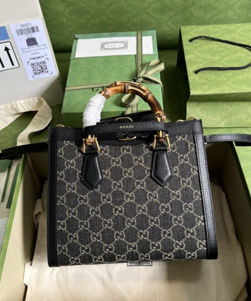 1:1 Replica Gucci Diana Small Tote Bag Black For Women 10.6in/27cm GG 660195 17QDT 3177