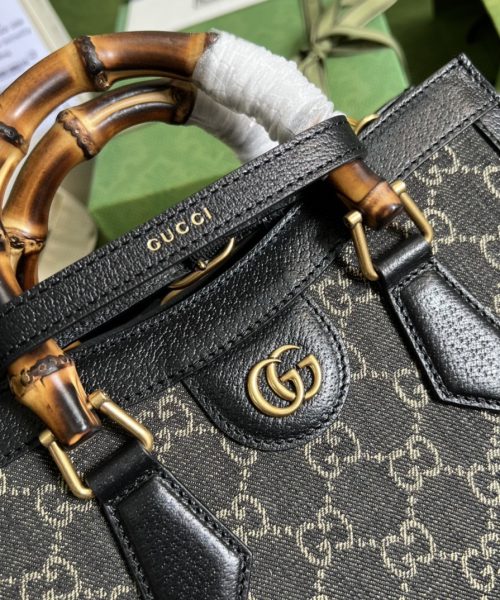 1:1 Replica Gucci Diana Small Tote Bag Black For Women 10.6in/27cm GG 660195 17QDT 3177