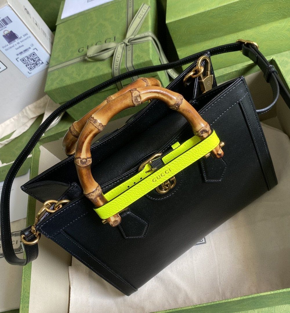 1:1 Replica Gucci Diana Small Tote Bag Black For Women 11in/27cm GG 702721 U3ZDT 1260