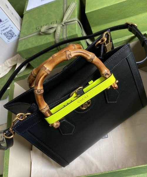 1:1 Replica Gucci Diana Small Tote Bag Black For Women 11in/27cm GG 702721 U3ZDT 1260